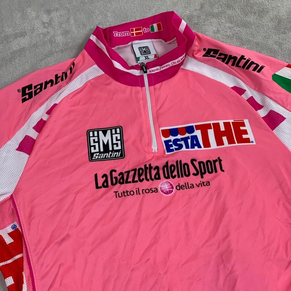 Santini SMS Giro d'Italia Cycling Jersey Pink Men XL La Gazzetta dello Sport 1/4
